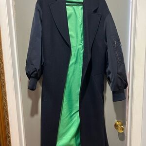 Zara Black Trench Coat with Green Lining